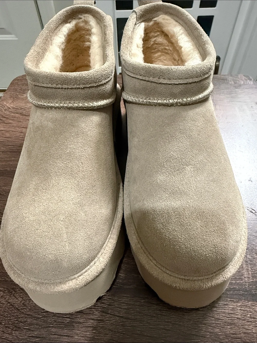 BearPaw Women's Suede Plush-Lined Slip-On Booties - Cream